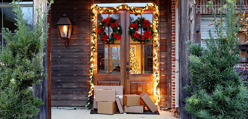 Christmas shipping house front porch