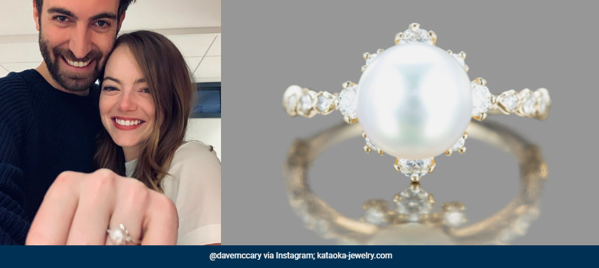 Emma Stone and her pearl ring