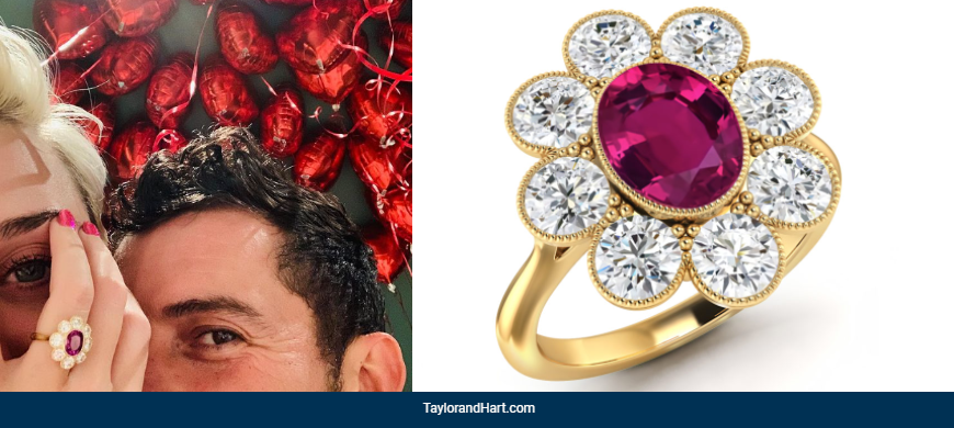 Katy Perry and her flower-shaped ruby ring