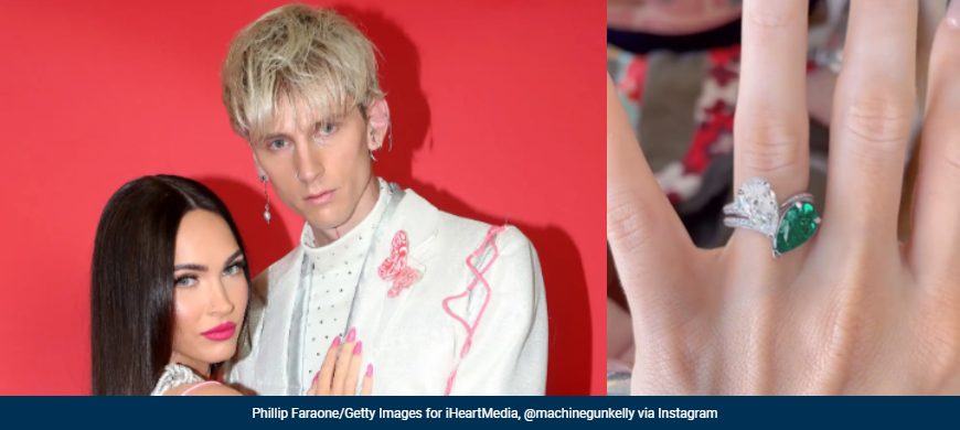 MGK and Megan wearing her engagement ring