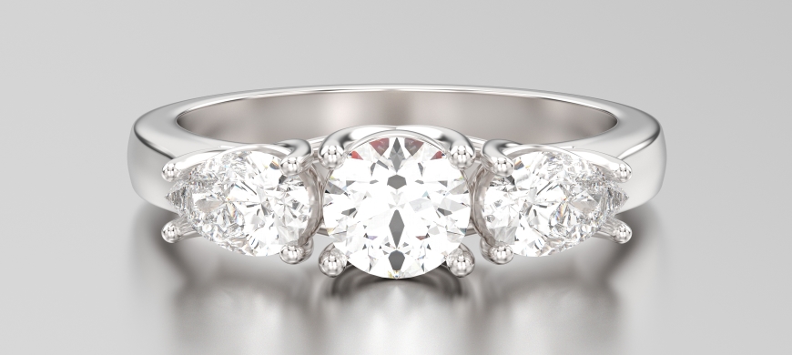 Three stone ring setting