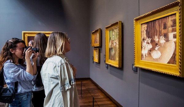 People looking at art