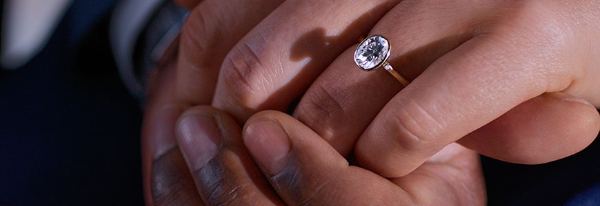 Engagement ring on hand