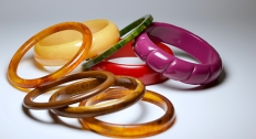 stacks of bakelite bracelets