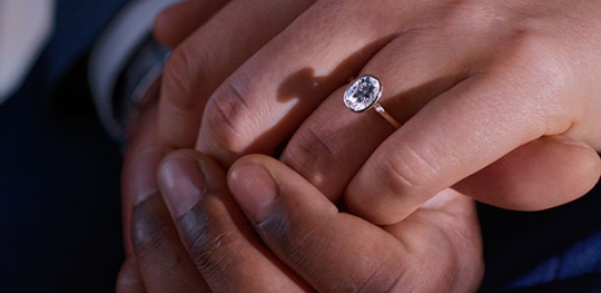Engagement ring on hand